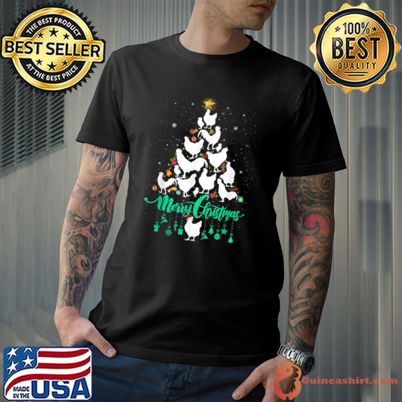 Original hen Chick Farmer Merry Chickmas Christmas Chicken Tree T-Shirt Unisex