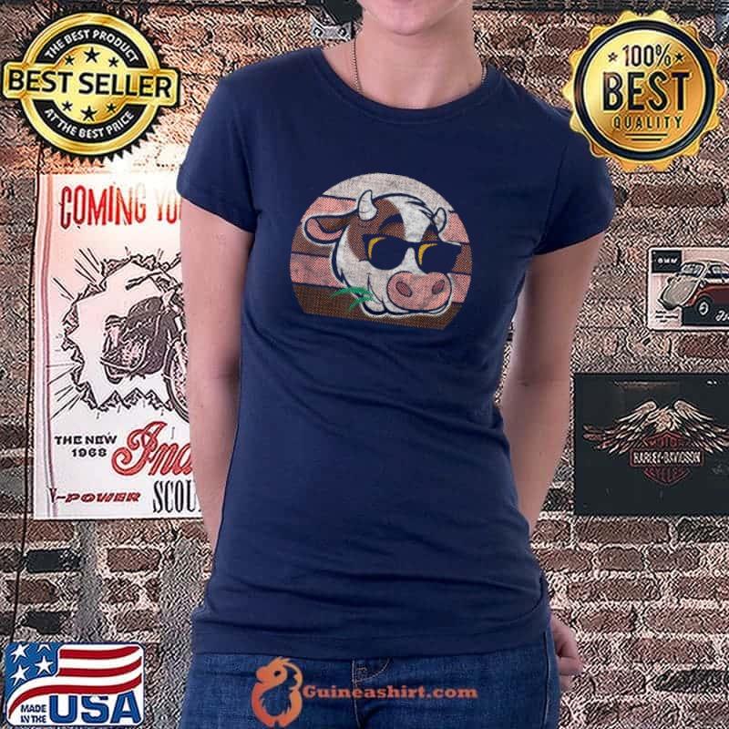 Original I Love Cows Cute Vintage Sunset Sunglasses Farm Lover T Shirt Ladiestee
