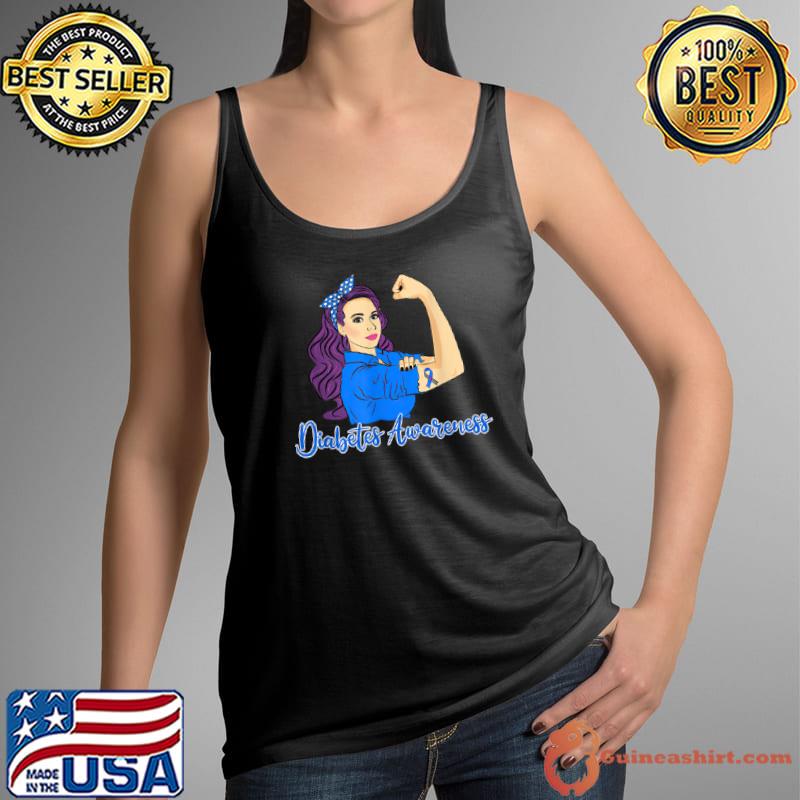 Original In November We Wear Blue Black Woman Diabetes Awareness T Shirt Tank Top