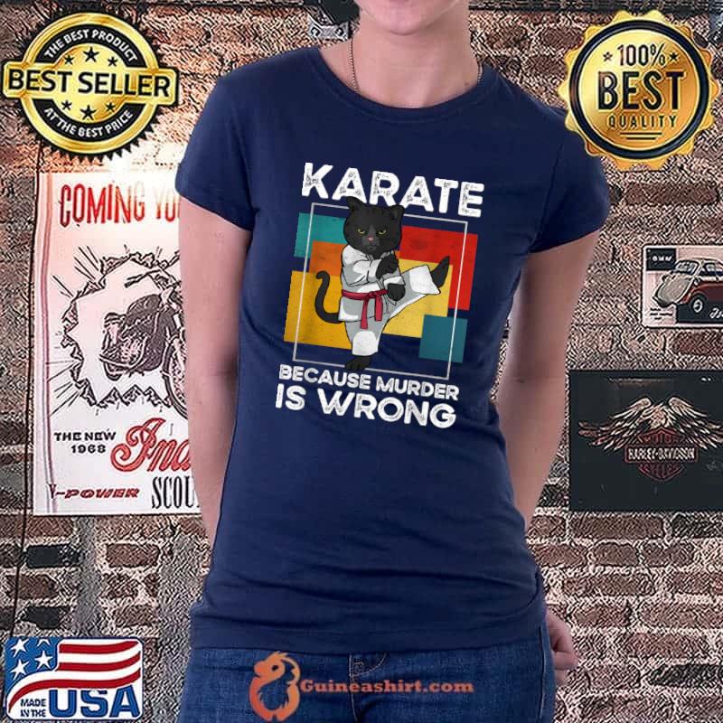 Original Karate Costume Gi Cat Training Funny Vintage T Shirt Ladiestee