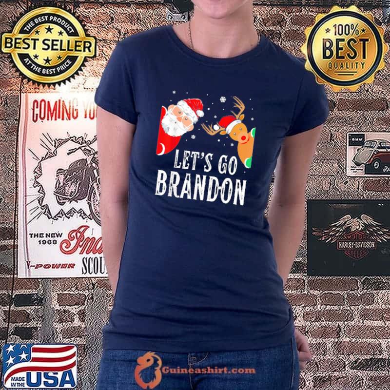 Original Let’s Go Branson Brandon Santa Hat Christmas Lights T-Shirt Ladiestee