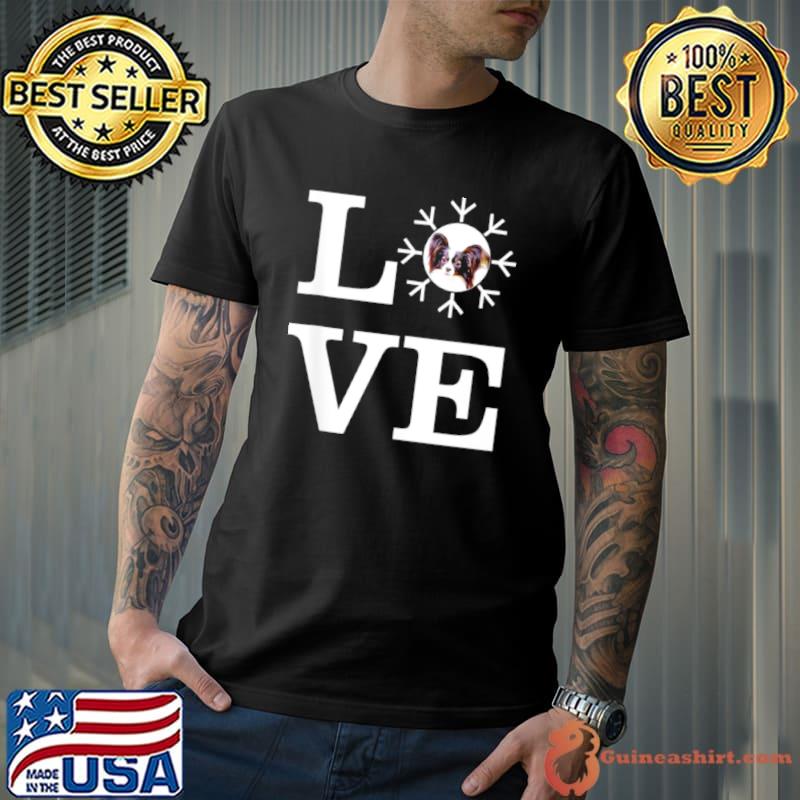 Original love Snowflake Dog Papillon Shirt