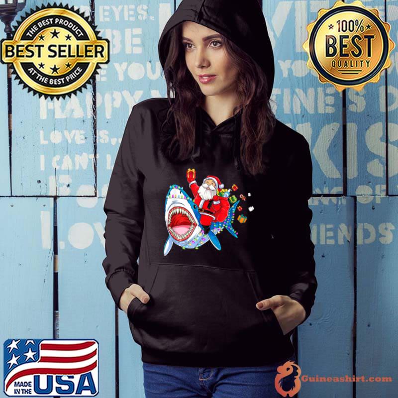 Original Merry Sharkmas Santa Riding Shark Christmas Pajama Sharks T Shirt