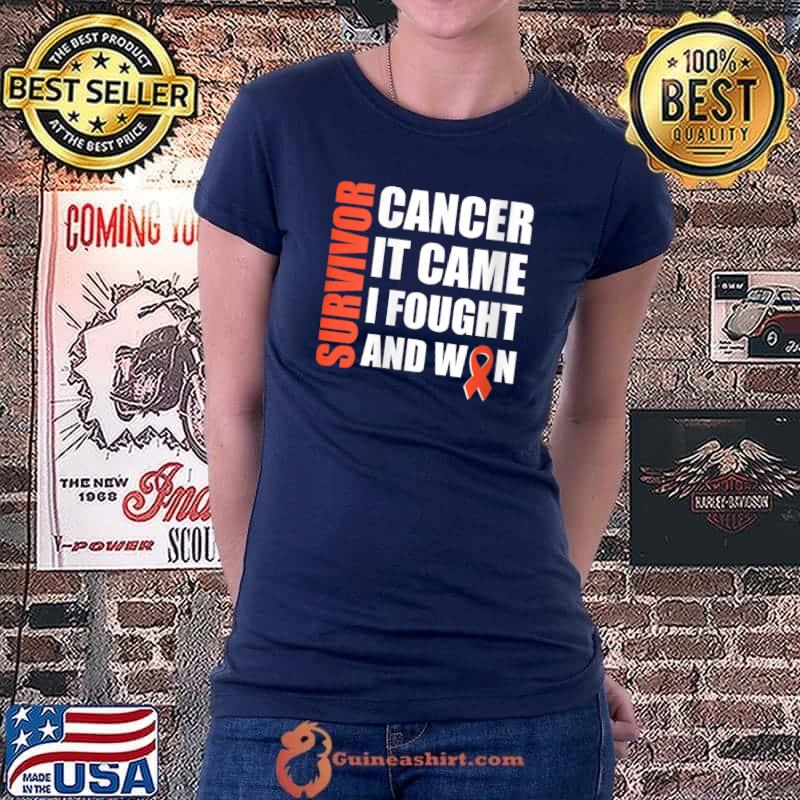 Original survivor Cancer Fight Cancer I Fought And Win Ribbon T-Shirt Ladiestee