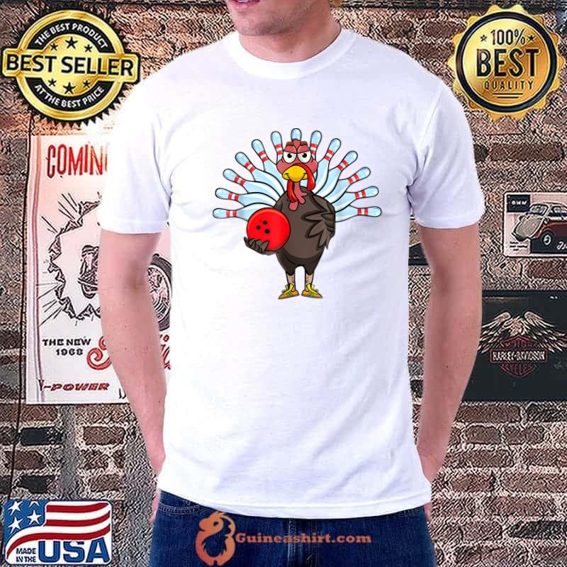 Original thanksgiving Turkey Bowling Pin Matching Team Gift T-Shirt
