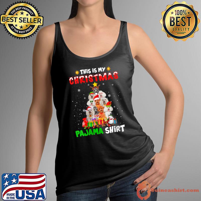 Original this Is My Christmas Pajama Poodle Dog Xmas Tree T-s Tank Top