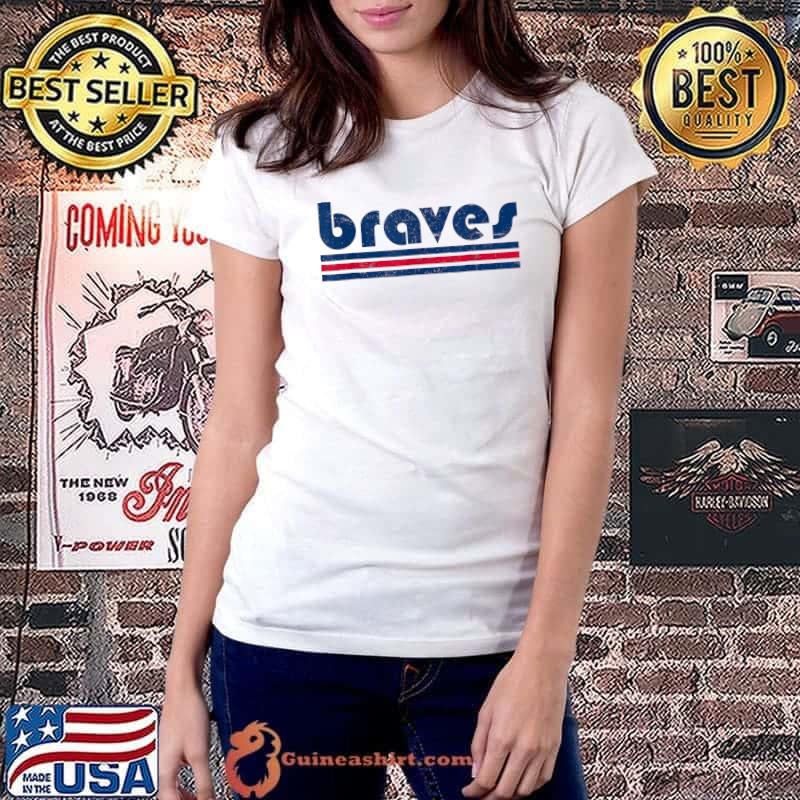  Womens Vintage Braves Retro Three Stripe Weathered