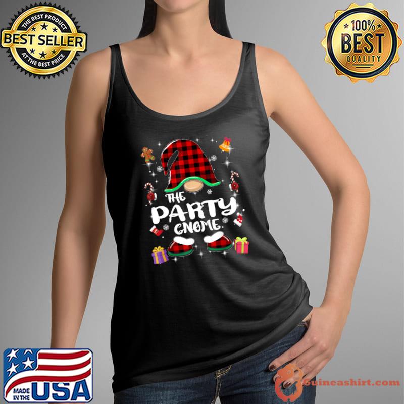 Party Gnome Buffalo Plaid Red Matching Family Christmas T-Shirt Tank Top