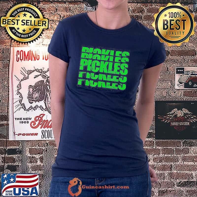PICKLE FAN RETRO VINTAGE STACKED LETTERS PICKLES MEME SHIRT Ladiestee