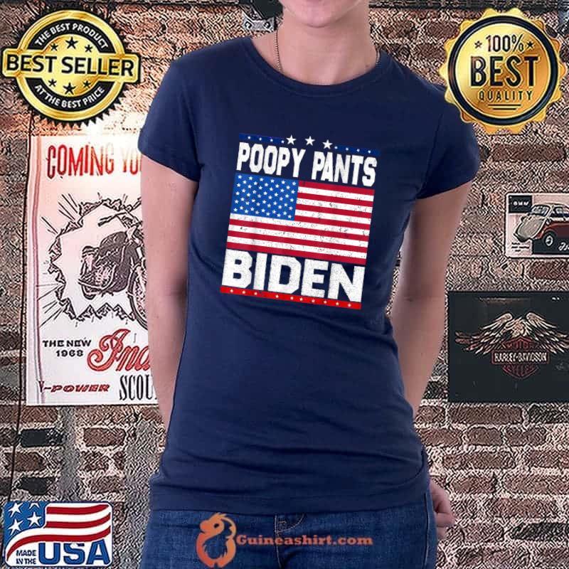 Poopy Pants Biden Us Flag Funny Biden Poopy Pants Biden T-Shirt