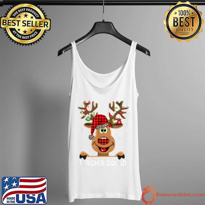 Premium Bleached Teacher Squad Reindeer Funny Teacher Christmas Xmas T-Shirt Tank Top