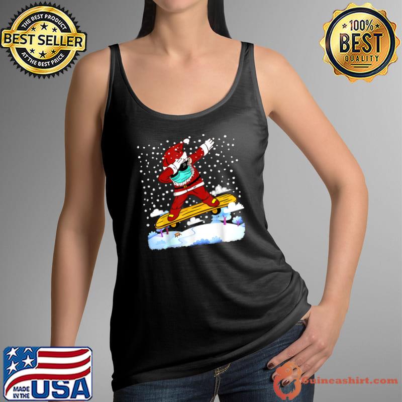 Premium dabbing Santa Snowboarding Wearing Mask T-Shirt Tank Top