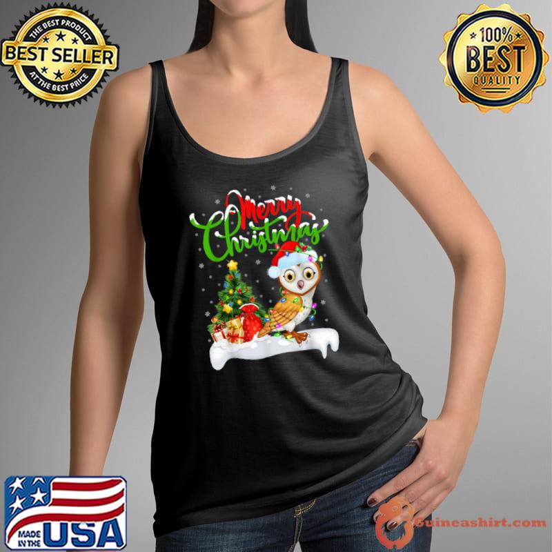 Premium funny Barn Owl Bird Lover Xmas Lighting Barn Owl Christmas T Shirt Tank Top