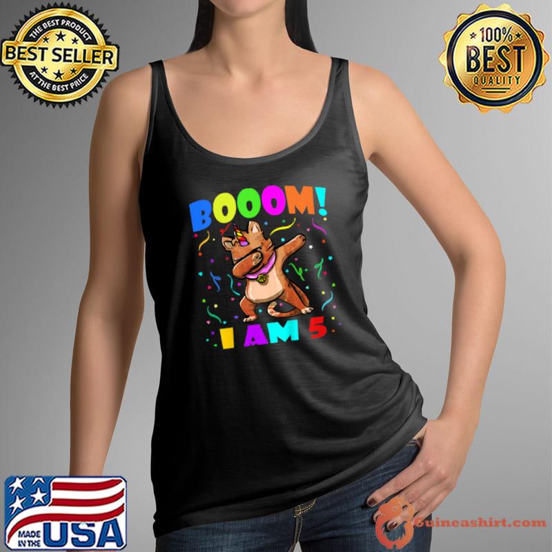Premium Kids Dabbing Caticorn Booom! I Am 5 Boys Girls 5th Birthday Party T Shirt Tank Top