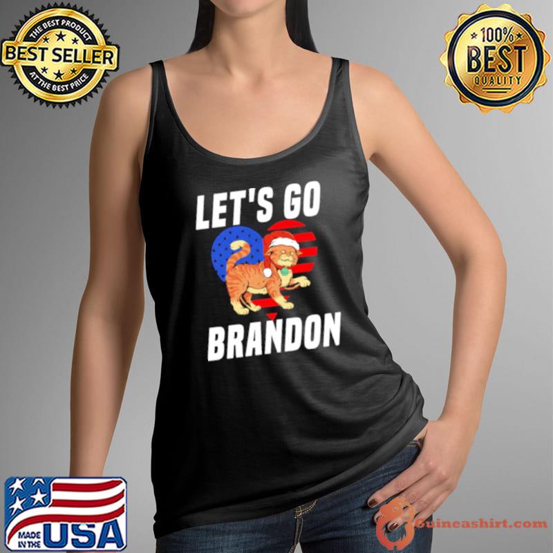 Premium Let’s Go Brandon Cat Xmas Santa Heart Shirt Tank Top