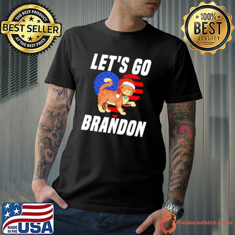 Premium Let’s Go Brandon Cat Xmas Santa Heart Shirt Unisex