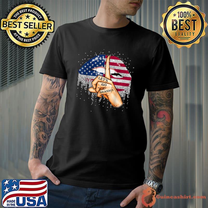 Premium Let’s Go Brandon Joe Biden Chant Impeach Biden USA Lip Flag T Shirt