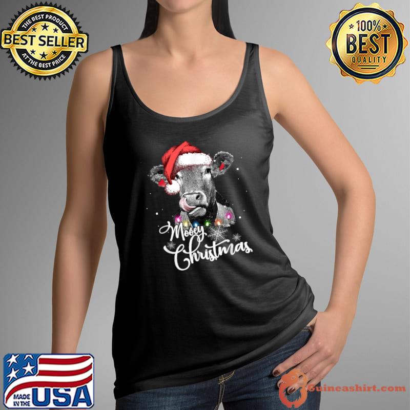 Premium mooey Christmas Fun Heifer Cow Santa Xmas Light Farmer Lover T-Shirt Tank Top