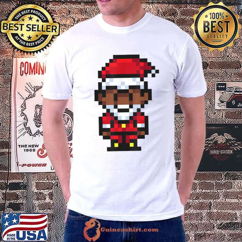 Premium pixel Art Santa Claus Black Xmas Santa Afro African American T-Shirt