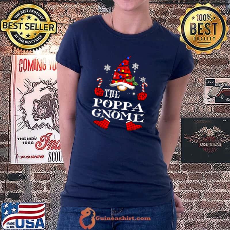 Premium Poppa Gnome Red Plaid Matching Family Christmas Pajama T-Shirt Ladiestee