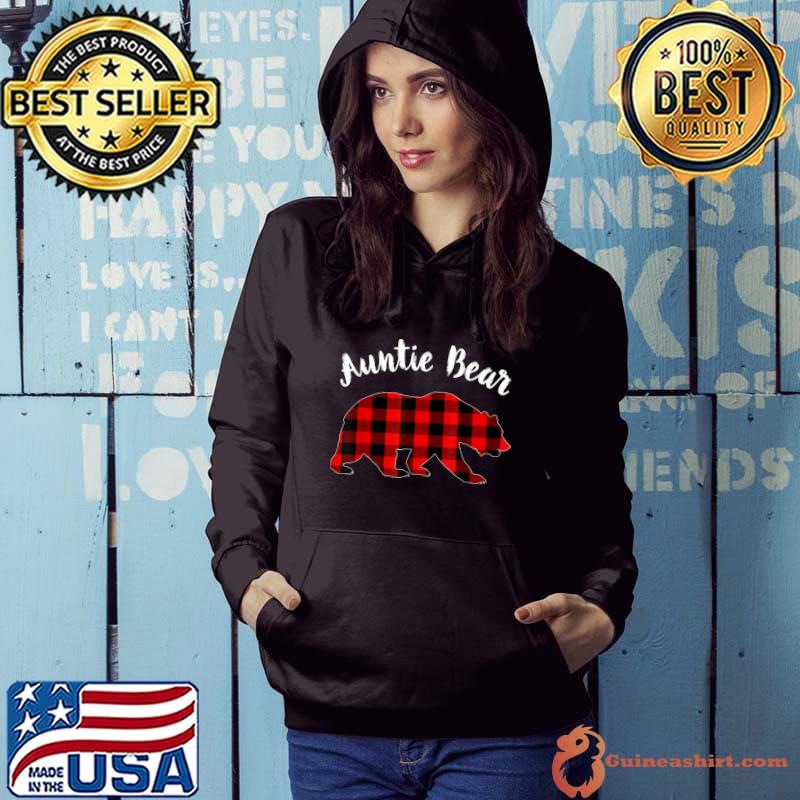 Premium red Plaid Auntie Bear Shirt Buffalo Family Pajama Christmas T-Shirt Hoodie
