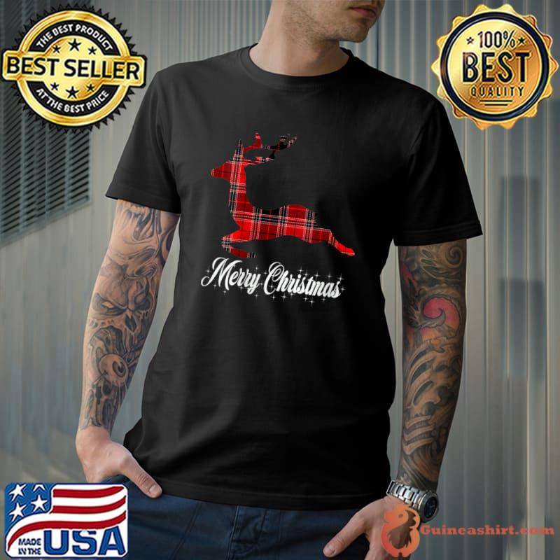 Premium reindeer Deer Christmas Buffalo Plaid Red Christmas Pajama T-Shirt