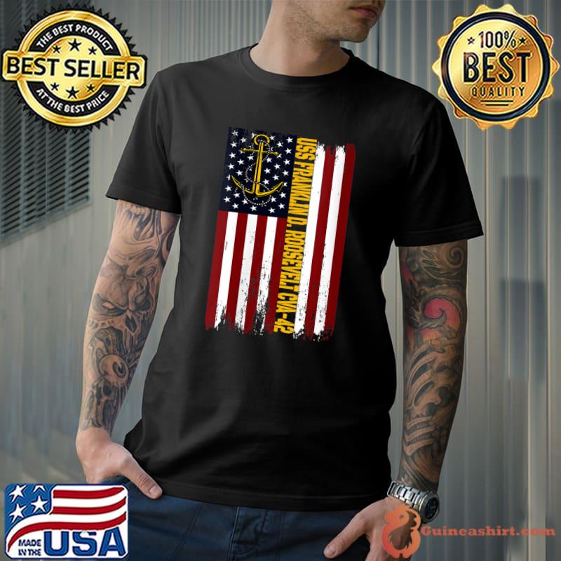 Premium uSS Franklin D. Roosevelt CVA-42 Aircraft Carrier USA Flag T-s Unisex
