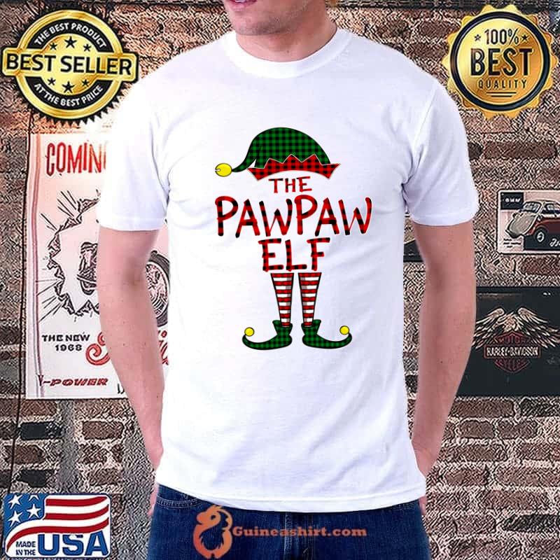 Red Plaid Pawpaw Elf Matching Family Christmas Pajama Daddy T-shirt