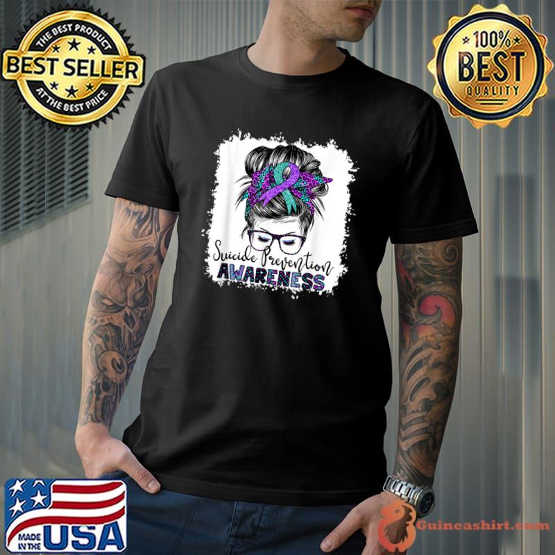 Semicolon Suicide Awareness Messy Hair Bun For Women T-Shirt