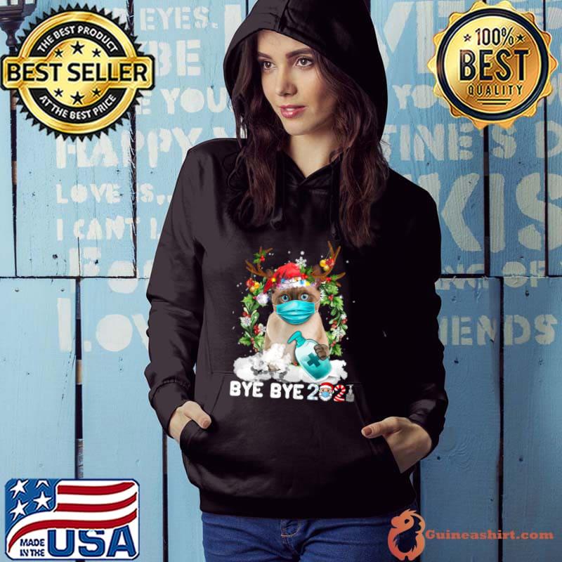 Siamese Cat Christmas Face Mask Bye Bye 2021 Xmas Kitten T-s Hoodie