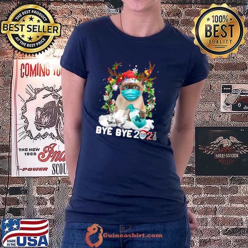 Siamese Cat Christmas Face Mask Bye Bye 2021 Xmas Kitten T-s Ladiestee
