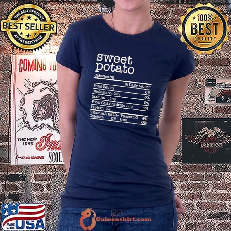 Sweet Potatoes Nutrition Facts Thanksgiving Christmas Food T-Shirt Ladiestee