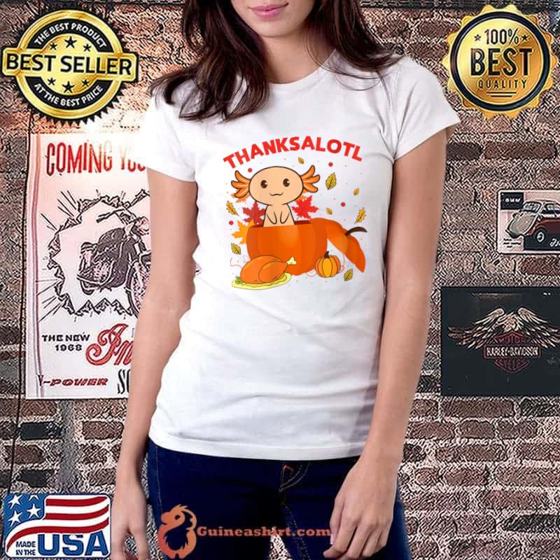 Thanksgiving Axolotl Thanksalotl Salamander Turkey T-Shirt Ladiestee