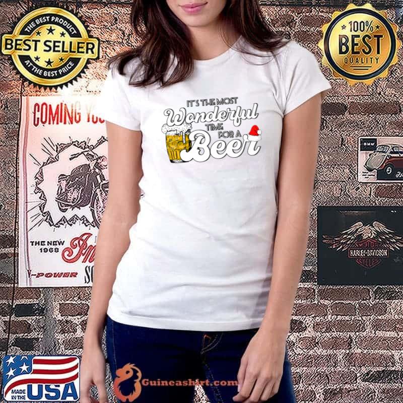 The Most Wonderful Time For A Beer Drinking Christmas Santa Premium T-Shirt Ladiestee