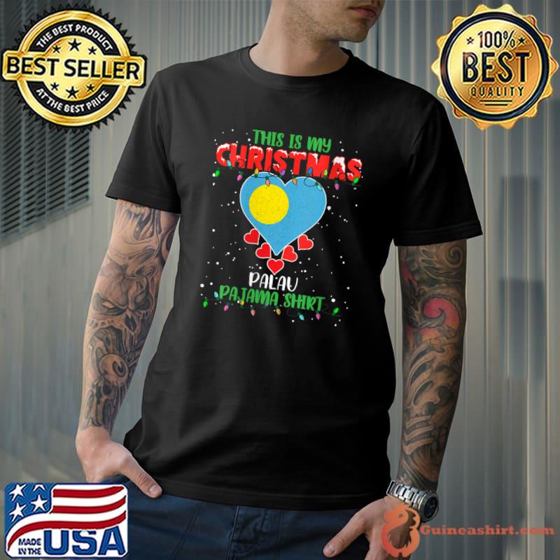 This Is My Christmas Lights Love Palau Flag Pajama T-Shirt