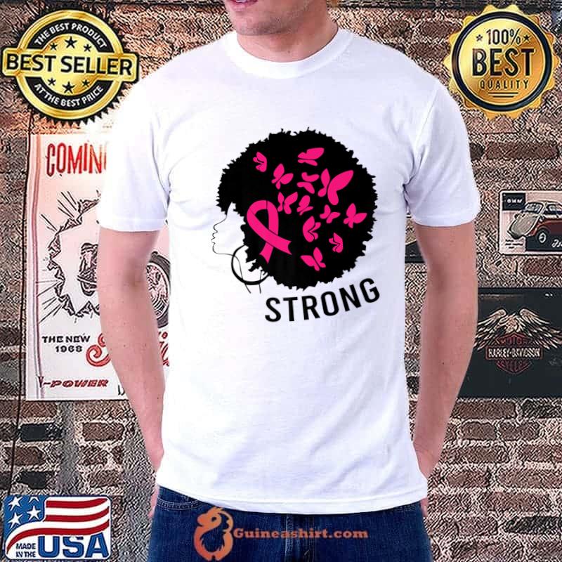 Top breast Cancer Pink Ribbon Black Girl Afro African Strong Premium T-Shirt