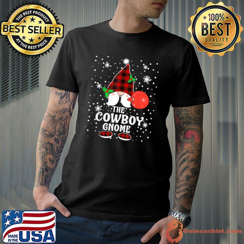 Top cowboy Gnome Buffalo Plaid Matching Family Christmas Pajama T Shirt