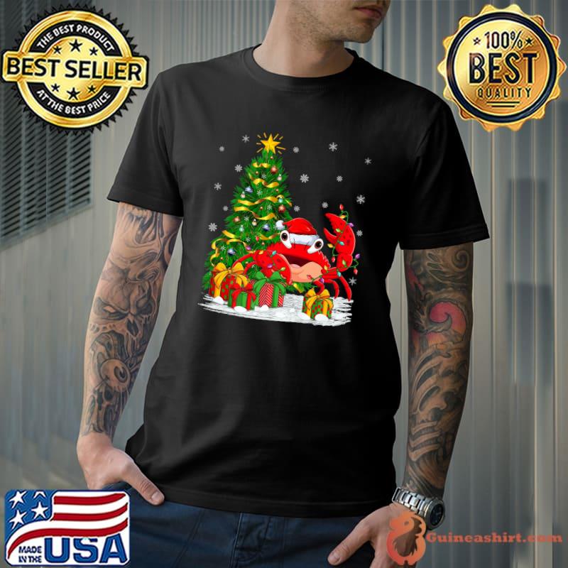 Top crab Fish Lover Family Matching Santa Hat Crab Christmas T-Shirt