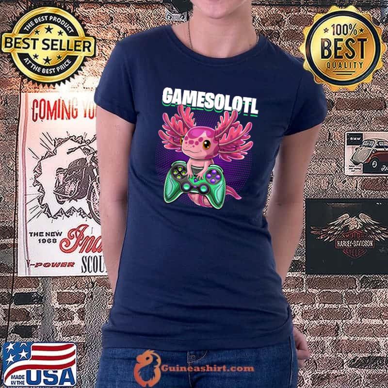 Top Gamesolotl Axolotl Video Game Controller Gaming Boys Kids T-Shirt Ladiestee