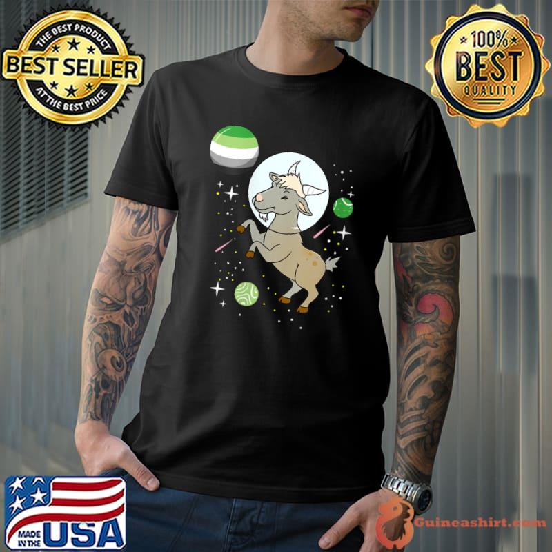 Top goat Astronaut Aromantic Pride T-Shirt