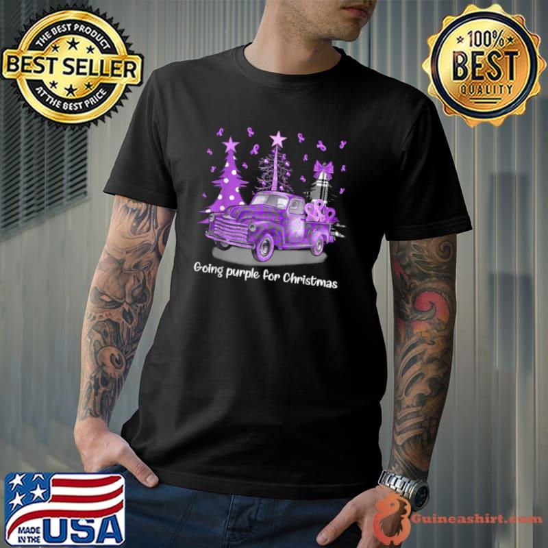 Top going purple for christmas truck Xmas tree pancreatic cancer T Shirt