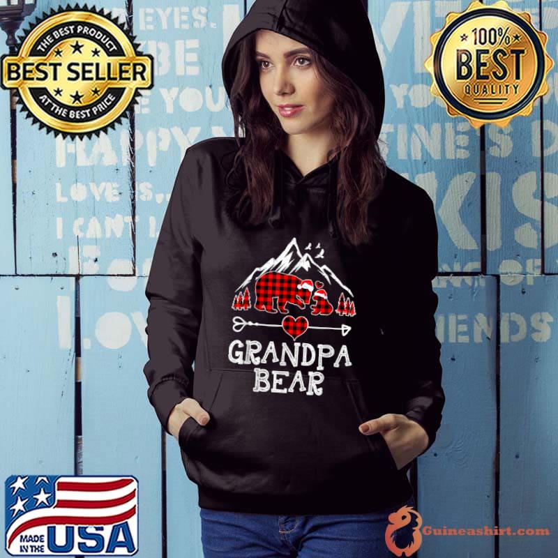 Top Grandpa Bear Christmas Pajama Red Plaid Buffalo Family Gift T Shirt