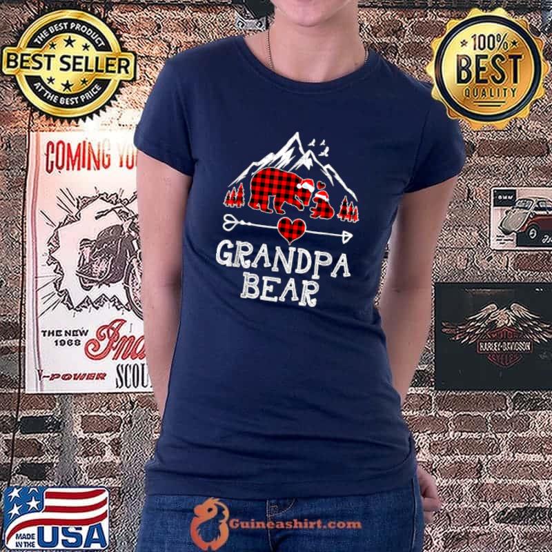 Top Grandpa Bear Christmas Pajama Red Plaid Buffalo Family Gift T Shirt Ladiestee