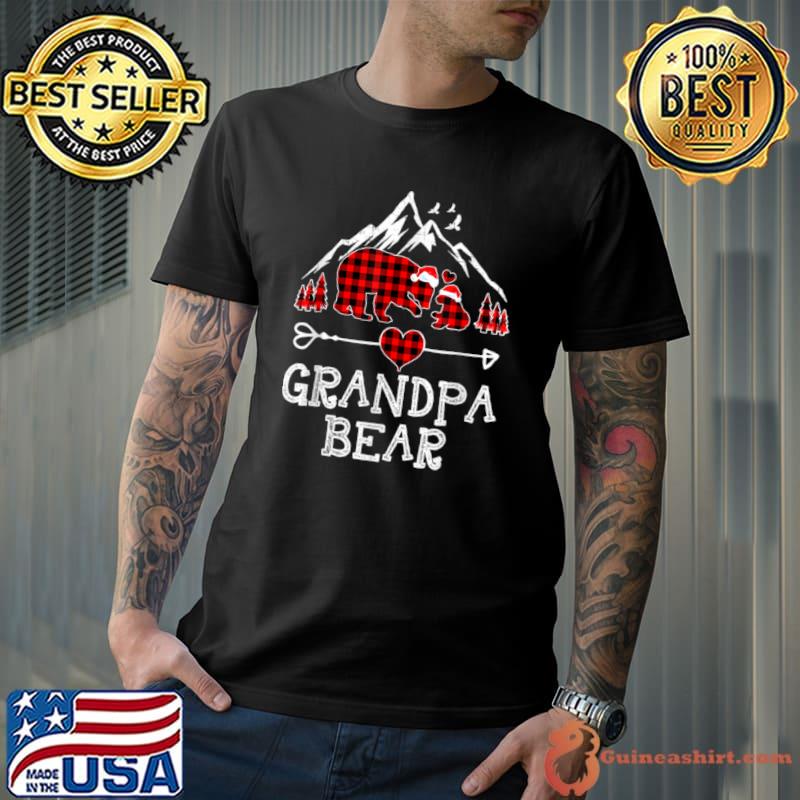 Top Grandpa Bear Christmas Pajama Red Plaid Buffalo Family Gift T Shirt Unisex