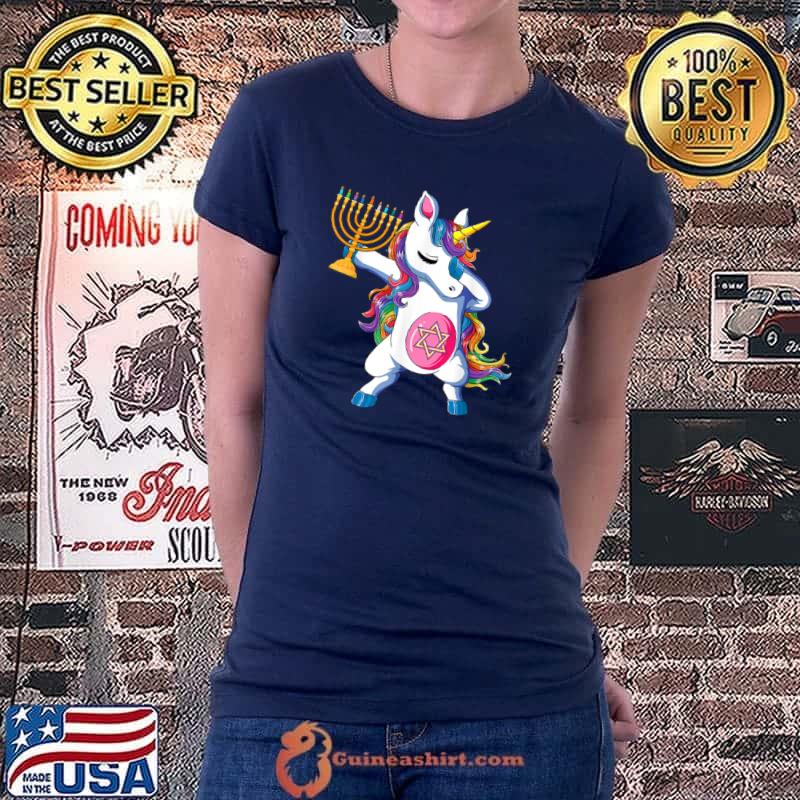 Top Jewnicorn Funny Hanukkah Unicorn Gift Girl Women Pajamas T Shirt Ladiestee