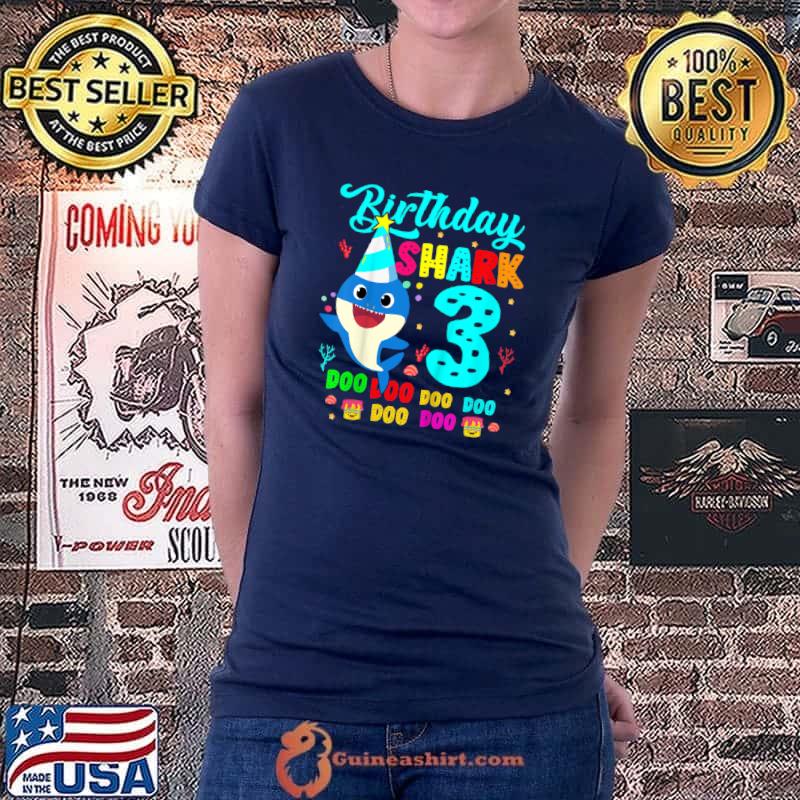 Top Kids Baby Shark 3rd Birthday Boy Girl 3 Year Old Gift Kids T Shirt Ladiestee