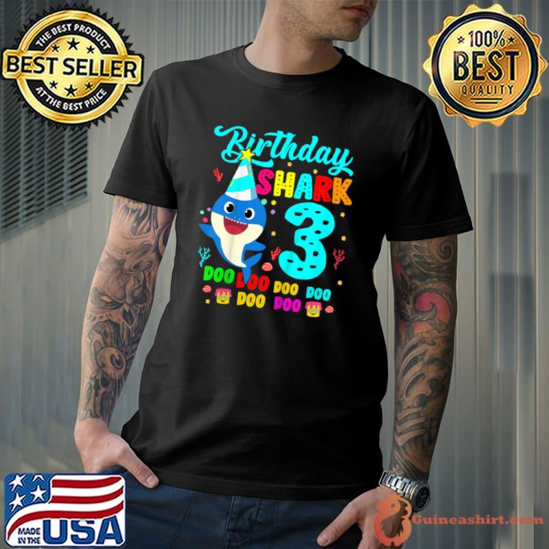 Top Kids Baby Shark 3rd Birthday Boy Girl 3 Year Old Gift Kids T Shirt Unisex