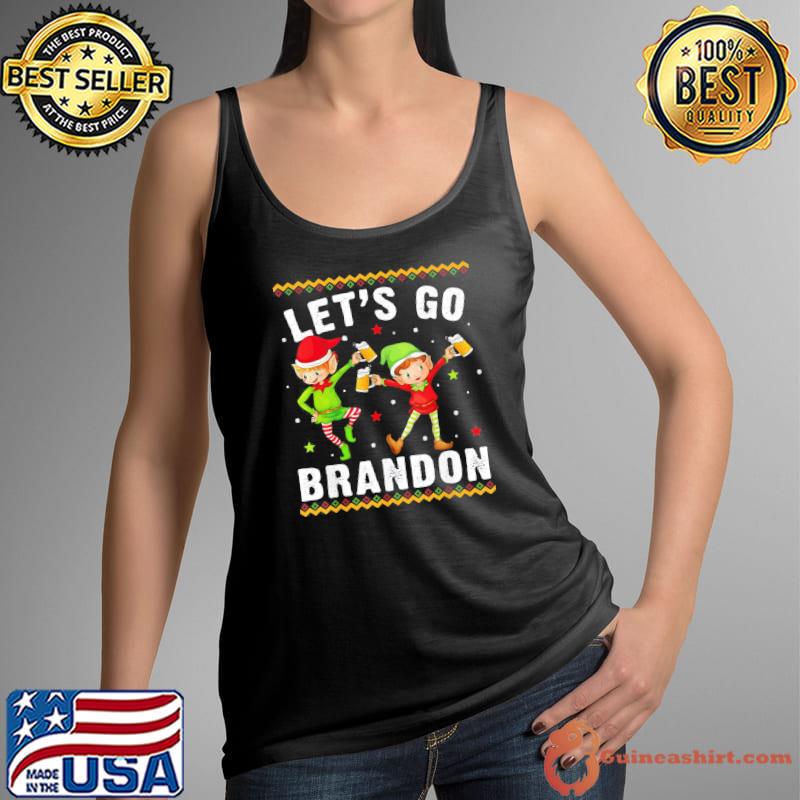 Top Let’s Go Branson Brandon Ugly Christmas Sweater Cute Elf T-Shirt Tank Top