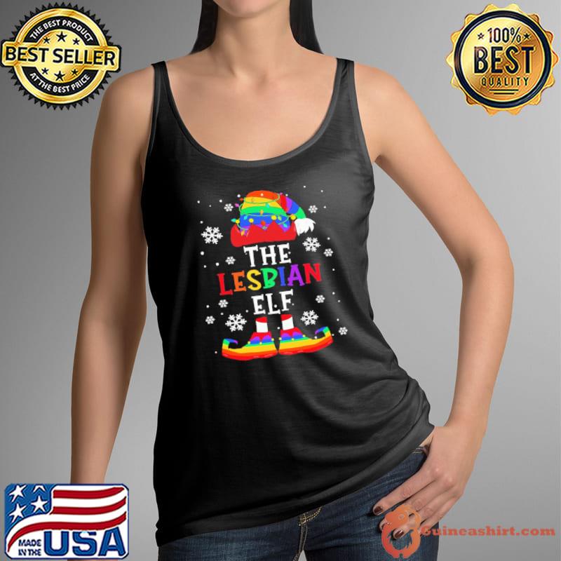 Top LGBT The Lesbian Elf Christmas Shirt Tank Top