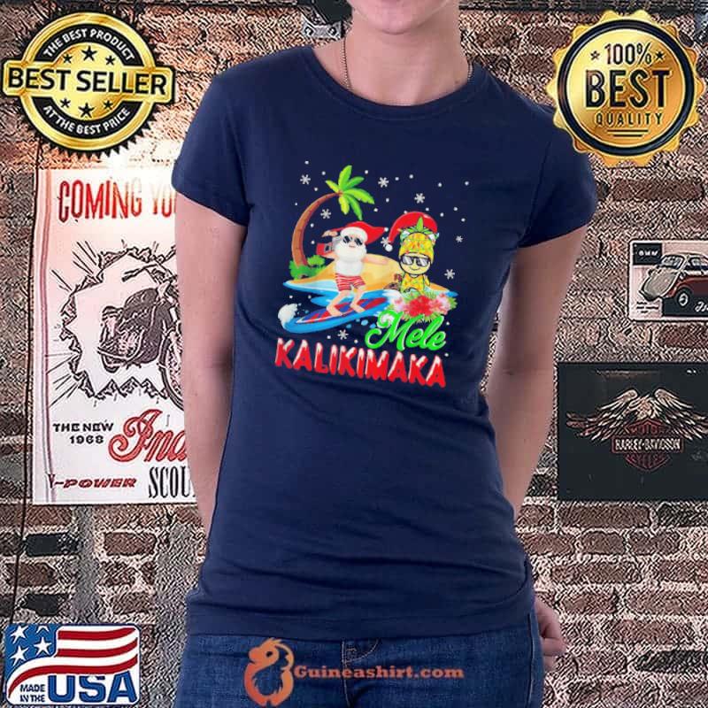 Top Mele kalikimaka merry xmas hawaiian pineapple santa surfing Ladiestee